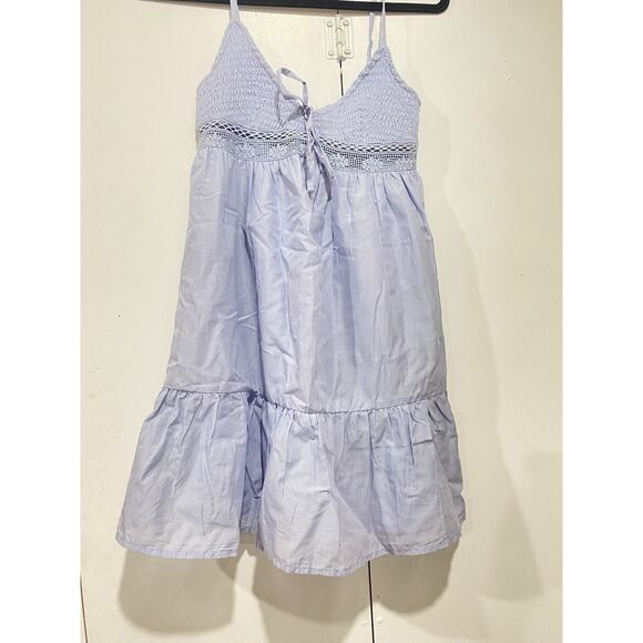 Aeropostale Dress XSmall Sky Blue Mini Spaghetti Straps V-neck Babydoll Tiered - Picture 4 of 8